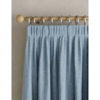 M&S Brushed Pencil Pleat Blackout Ultra Thermal Curtains Mid Blue