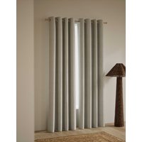 M&S Textured Herringbone Eyelet Curtains Neutral Brown