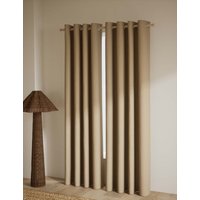 M&S Basketweave Eyelet Curtains Dark Taupe