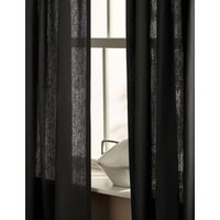 M&S X Kelly Hoppen Sheer Linen Tab Top Curtains Charcoal