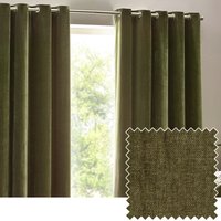 Yard Heavy Chenille Room Darkening Eyelet Curtains - Green - Size 168 cm x 137 cm