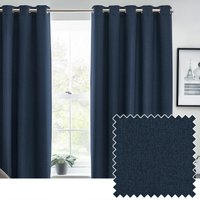 furn. Dawn Blackout Eyelet Curtains - Blue - Size 117 cm x 183 cm