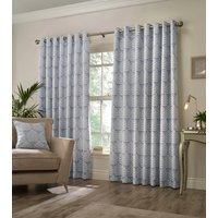 Paoletti Horto Botanical Eyelet Curtains in Blue - Size 229 cm x 137 cm