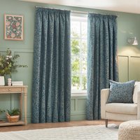 Wylder Grantley Jacquard Pencil Pleat Curtains - Blue - Size 168 cm x 229 cm