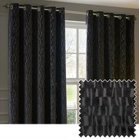 Paoletti Manhattan Velvet Room Darkening Eyelet Curtain Pair, Charcoal - Black - Size 168 cm x 229 cm