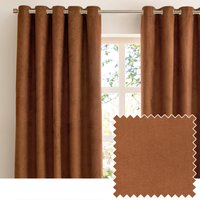 furn. Verso Reversible Suede-look Blackout Eyelet Curtain Pair, Cinammon - Orange - Size 168 cm x 183 cm