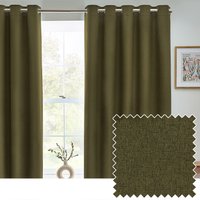 furn. Dawn Blackout Eyelet Curtains - Olive - Size 229 cm x 229 cm