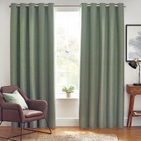 furn. Dawn 100% Blackout Thermal Eyelet Curtains - Green - Size 117 cm x 183 cm