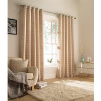 furn. Ellis Windowpane Check Eyelet Curtains in Natural - Size 229 cm x 229 cm