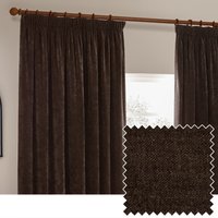 Yard Heavy Chenille Velvet Pencil Pleat Curtains - Brown - Size 168 cm x 183 cm