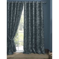 Laura Ashley Lloyd Pure Cotton Eyelet Curtains Blue Mix