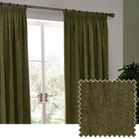 Yard Heavy Chenille Velvet Pencil Pleat Curtains - Green - Size 229 cm x 183 cm