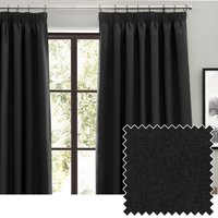 furn. Dawn Blackout Pencil Pleat Curtains - Black - Size 168 cm x 183 cm