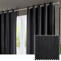 Paoletti Corinthian Velvet Room Darkening Eyelet Curtains - Black - Size 168 cm x 229 cm
