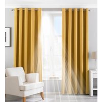 Riva Home Twilight Blackout Eyelet Curtains in Ochre - Yellow - Size 168cm (w) x 137cm (l)