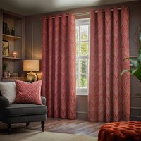 Paoletti Paolleti Gatsby Jacquard Eyelet Curtains - Red - Size 168 cm x 137 cm