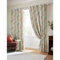 Laura Ashley Old Castle Leaves Cotton Rich Eyelet Curtains Green Mix