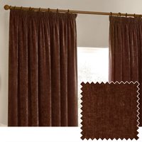 Yard Heavy Chenille Velvet Pencil Pleat Curtains - Red - Size 117 cm x 137 cm
