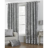 Paoletti Verona Crushed Velvet Look Eyelet Curtains in Silver - Size 168 cm x 229 cm