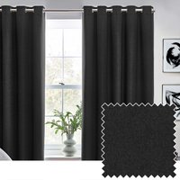 furn. Dawn Blackout Eyelet Curtains - Black - Size 168 cm x 137 cm
