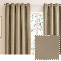 furn. Verso Reversible Suede-look Blackout Eyelet Curtain Pair, Mocha - Beige - Size 168 cm x 183 cm