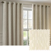 Paoletti Manhattan Velvet Room Darkening Eyelet Curtain Pair, Ivory - Cream - Size 229 cm x 229 cm