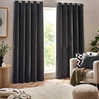 Yard Heavy Chenille Room Darkening Eyelet Curtains - Grey - Size 168 cm x 183 cm