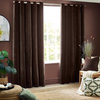 Yard Heavy Chenille Room Darkening Eyelet Curtains - Brown - Size 229 cm x 137 cm