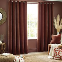 Yard Heavy Chenille Room Darkening Eyelet Curtains - Red - Size 168 cm x 183 cm