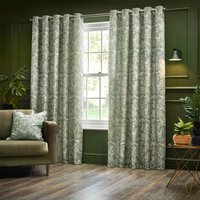 Wylder Bengal Eyelet Curtains - Green - Size 168 cm x 137 cm
