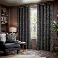 Paoletti Paolleti Gatsby Jacquard Eyelet Curtains - Black - Size 168 cm x 229 cm