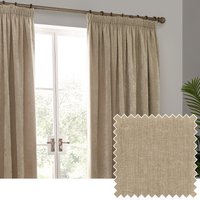 Yard Heavy Chenille Velvet Pencil Pleat Curtains - Beige - Size 229 cm x 183 cm