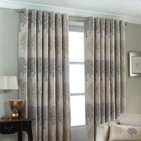 Paoletti Oakdale Tree Motif Eyelet Curtains in Silver - Size 229 cm x 137 cm