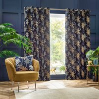 Wylder Galapagos Eyelet Curtains - Blue - Size 229 cm x 183 cm
