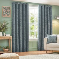 Wylder Grantley Jacquard Eyelet Curtains - Blue - Size 229 cm x 183 cm