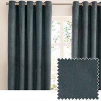 furn. Verso Reversible Suede-look Blackout Eyelet Curtain Pair, Petrol - Blue - Size 229 cm x 183 cm