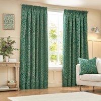 Wylder Grantley Jacquard Pencil Pleat Curtains - Green - Size 168 cm x 229 cm