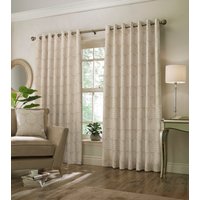 Paoletti Horto Botanical Eyelet Curtains in Natural - Size 168 cm x 229 cm