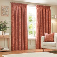 Wylder Grantley Jacquard Pencil Pleat Curtains - Red - Size 168 cm x 137 cm