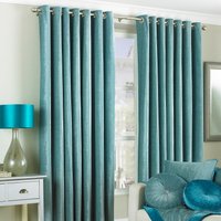 Paoletti Wellesley Velvet Feel Eyelet Curtains in Duck Egg Blue - Size 229 cm x 229 cm