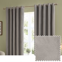 furn. The Ultimate Velvet Room Darkening Eyelet Curtain Pair, Silver - Grey - Size 229 cm x 183 cm