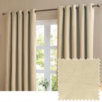 furn. The Ultimate Velvet Room Darkening Eyelet Curtain Pair, Natural - Beige - Size 229 cm x 229 cm
