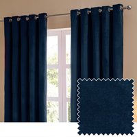 furn. The Ultimate Velvet Room Darkening Eyelet Curtain Pair, Royal - Blue - Size 229 cm x 183 cm