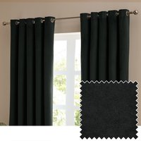 furn. The Ultimate Velvet Blackout Eyelet Curtain Pair, Black - Size 229 cm x 183 cm