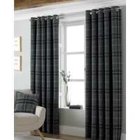 Paoletti Aviemore Wool Effect Eyelet Curtains in Grey - Size 168cm (w) x 137cm (l)