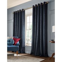 Laura Ashley Barley Embossed Eyelet Curtains Navy