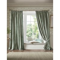 Laura Ashley Loretta Pencil Pleat Curtains Green