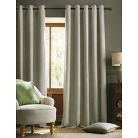 Laura Ashley Milbourne Herringbone Eyelet Curtains Grey Mix